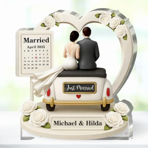 The Vow Ride Keepsake - Personalized Custom Shaped Squared Acrylic Plaque, Just Married Bride and Groom Custom Wedding Date Acrylic Plaque, Anniversary Wedding Gift For Newly Couple Him Her Couple - Image 4