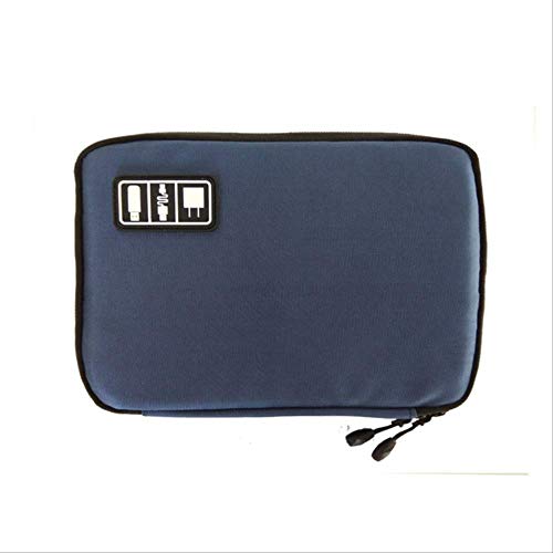 Preisvergleich Produktbild MNBVC USB Kabel Aufbewahrungstasche Reise Digital Elektronische Zubehör Tasche Abdeckung USB Ladegerät Mobile Power Kit 15 * 22 cm Navy