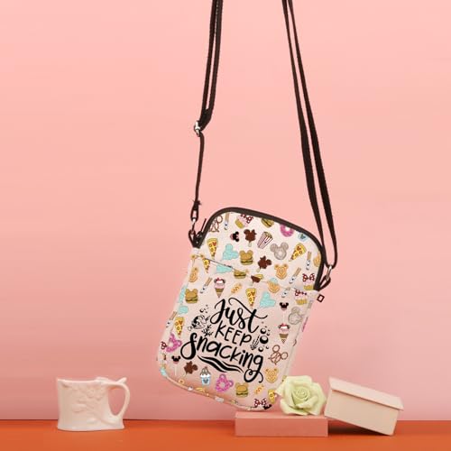 TSOTMO Snack Lover Gift Just keep Snacking Crossbody Bag Mother Sister Travel Vacation Trip Gift4