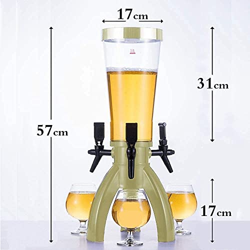 Beer Dispenser Beer Tower Dispenser With 3 Beverage Dispensers Bar Club Party Accessories Beverage Dispenser (gold 17x57cm)(Gold)