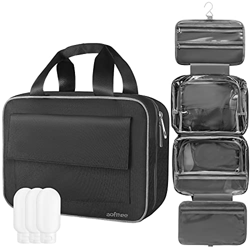 Toiletry Bag, Aofmee Toiletry Bag for Women, Travel Toiletry Bag with Hanging Hook, Water-resistant Makeup Cosmetic Bag, Travel Bag for Toiletries Accessories, Hanging Toiletry Bag Mens Toiletries Bag