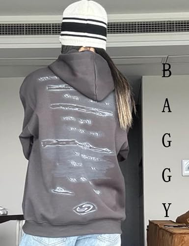 Oversized Hoodies Graphic Sweatshirts Grunge Jacket Vintage Streetwear Y2k Goth Baggy Shadow Print Hoodies For Men4