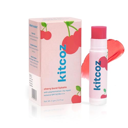 Image of Kitcoz Tinted Ceramide Lip Balm with Kojic Acid & SPF 50 PA++++ for Uneven Toned, Pigmented & Dry Lips - 5g (Cherry Burst)