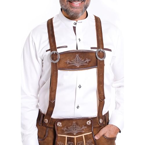 Image of Bavarian Suspenders for men | Authentic Lederhosen suspenders with buckles for Oktoberfest Costume