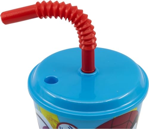 Golddunes Kids Character Sports Tumbler 430ML Drinking Re-usable Plastic Cup with Re-Usable Straw (Spidey) - Image 3