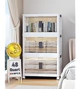 OlarHike 144QT Lockable Storage Bins with Lids - Folding Storage box with Doors and Wheels, Colla...