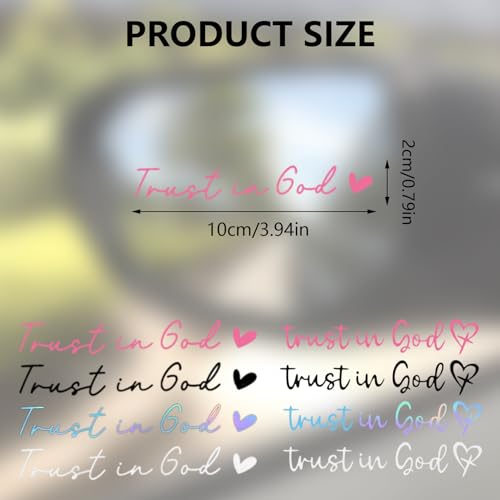 Image of 8Pcs Trust in God Rearview Mirror Sticker, Rear View Mirror Decal for Cars