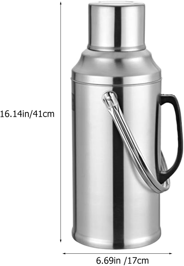 Insulated Water Bottle 3.2L Large Capacity Stainless Steel Flask Glass Inner Liner Vacuum Insulated for Beverages for Home Gym and Camping