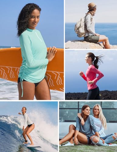 Ewedoos Rash Guard For Women Upf 50+ Sun Protection Clothing Swim Shirts For Woman Spf Shirts Long Sleeve Uv Sun Shirts Grey thumb #4