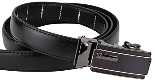 Women's Leather Ratchet Belt, Trim to Fit 18"- 44" Waist, No Holes, Packed in a Gift Box (W889X Black, 25mm Wide)3