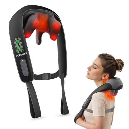 Snailax Neck Massager for Pain Relief Deep Tissue, Neck Massage with Heat, Cordless Massager for...