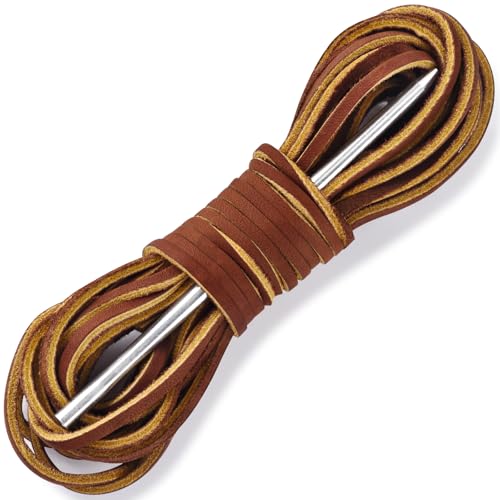 TeeLiy Leather Shoe Lacing Kit, Relace Kit for Handsew Shoes, 47 Inch Leather Shoelace for Boat...