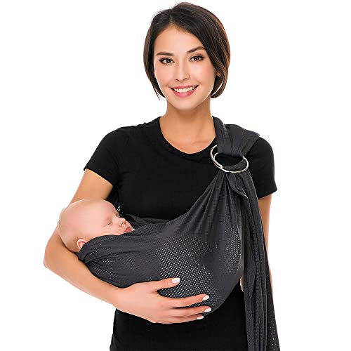 CUBY Correa de malla transpirable con anillo ajustable para bebés recién nacidos, ideal para veranos/playas (gris oscuro) Cover