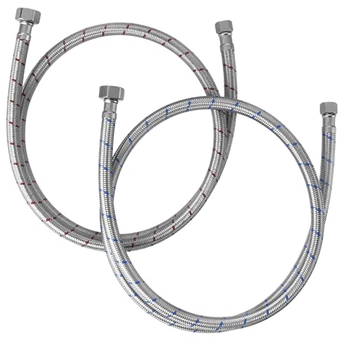 iVIGA 60-Inch Faucet Supply Lines: Braided Stainless Steel Flexible Faucet Hose Connector - 3/8" Compression x 1/2" FIP Water Supply Lines for Bathroom Kitchen Sink Hose Extension 2PCS