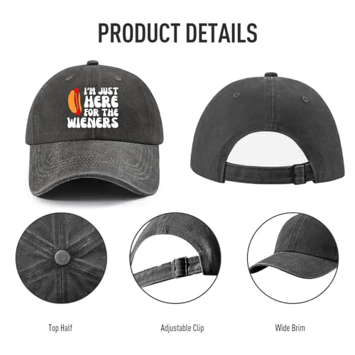 Image of I'm JUST HERE for The Hotdogs Hats for Men Baseball Caps Trendy Washed Workout Hats Light Weight