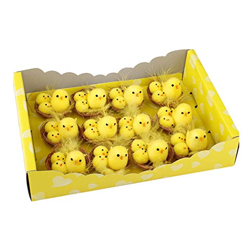 Corlidea Paquete de 12 piezas de decoración de pollitos de Pascua juguete lindo pollito decoración del hogar caja de regalo mini de Pascua Cover