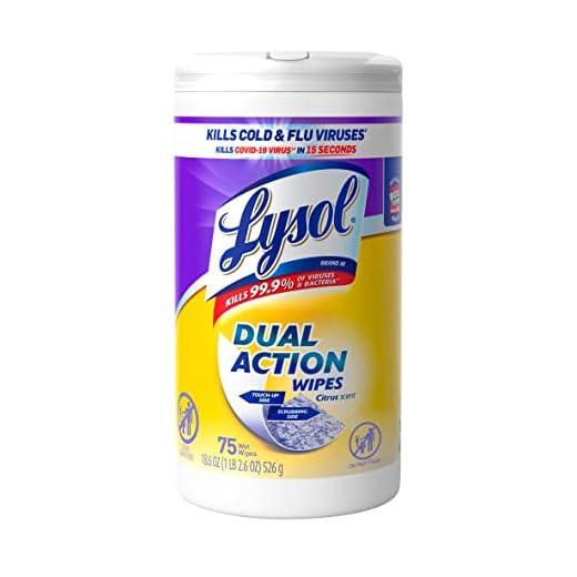 Lysol Dual Action Disinfectant Wipes, Multi-Surface Antibacterial Scrubbing Wipes, For Disinfecting and Cleaning, Citrus Scent, 75ct