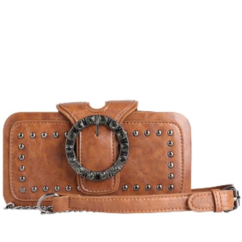 Sacoche à bandoulière marron en cuir synthétique pour femme