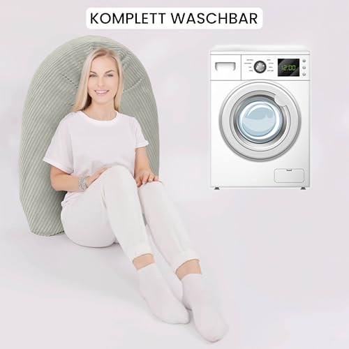 Amilian Stillkissen XXL 170 cm – Seitenschläferkissen für Schwangerschaft & Stillzeit – Lagerungskissen mit Füllung & abnehmbarem Bezug - Tauglanz