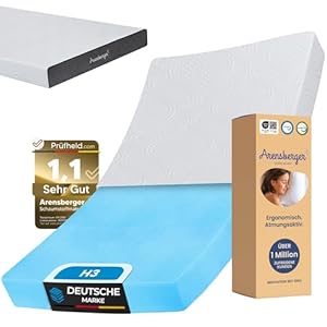Arensberger Matratze Anna 120x200cm Höhe 13cm | NANOCELL® Gel-Schaum | Mittelfest H3 | Premium-Bezug 240g/m² | 60°C waschbar | Kaltschaum-Matratze 120x200 | Note 1,1 | Öko-Tex Zertifiziert