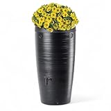 Regentonne mit Pflanzschale 2-in-1 240L – Wassertonne mit Auslaufhahn & Deckel – Regenfass mit Pflanzbereich – Wasserspeicher für Garten (Schwarz)
