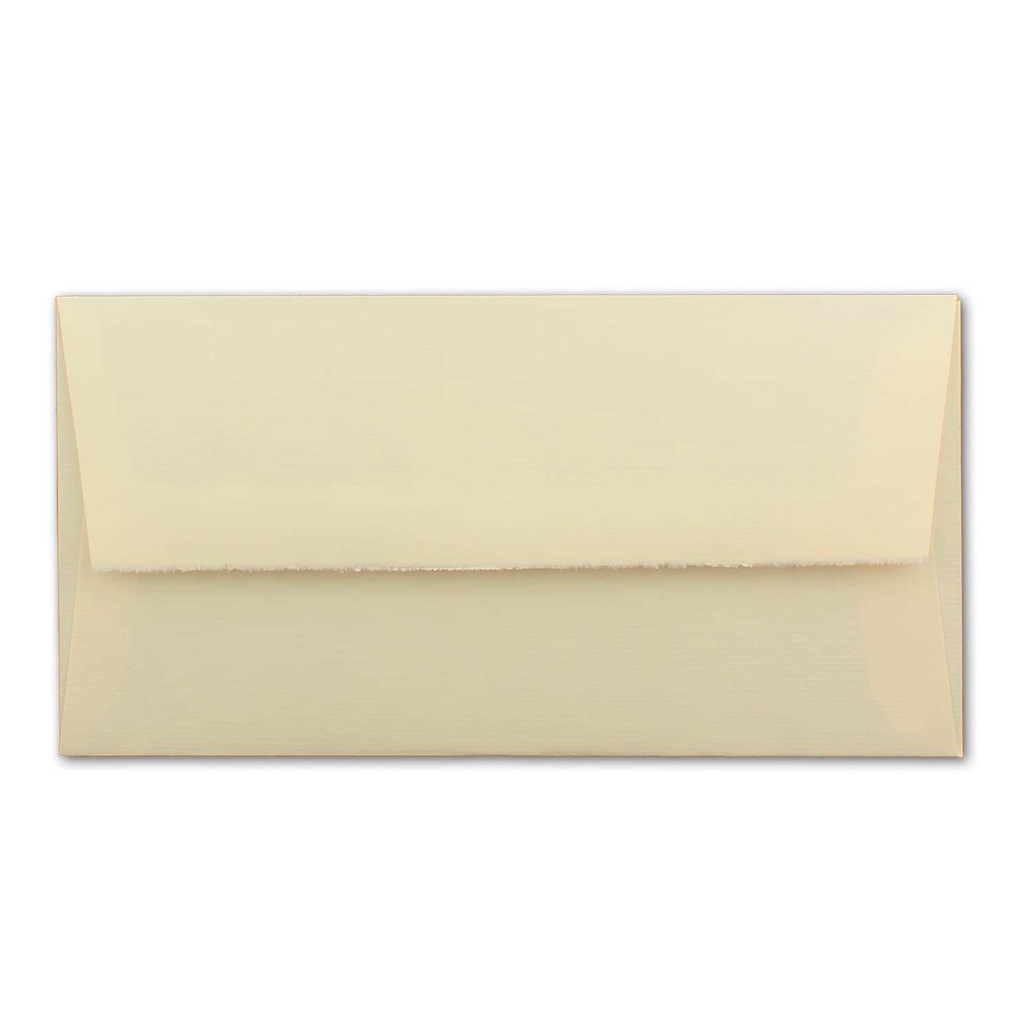 40x DIN Lang Vintage Faltkarten-Set mit Brief-Umschlägen, Büttenpapier, 100 x 210 mm - hoch-doppelt, Elfenbein-Creme