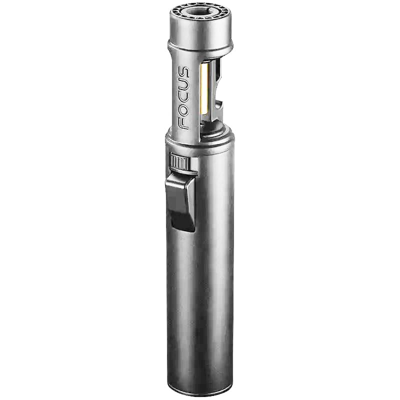 Cooking Long Igniter Big Jet Spray Gun Cigar Torch Lighters with Bottle Opener Polyresin, Plastic Gas Lighter (Silver, Pack of 1)