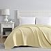 Beatrice Home Fashions Grand Hotel Lightweight All-Natural 100% Cotton Waffle Weave Blanket, Full/Queen, Lemon