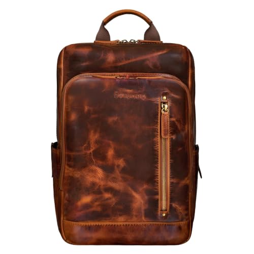 STILORD Johnson Lederrucksack Herren – Business Rucksack 13,3 Zoll Farbe:Kara - Cognac