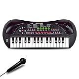 EKKBHKI 32 Keys Kids Piano Keyboard Toys, Multifunction Keyboard for Kids - Children Early Learning Educational Music Piano Toys for 3-8 Year Old Boys and Girls (Black)