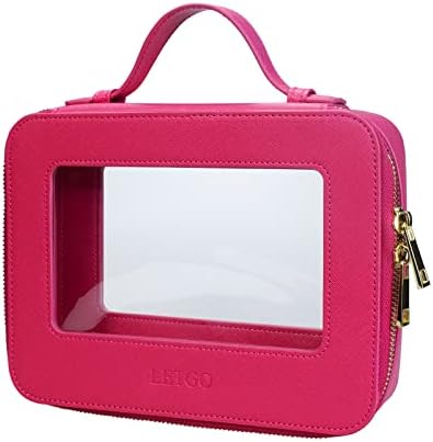 Clear Makeup Bags, TSA Approved Toiletry Bag with Zipper, Clear Makeup Organizer Fit Carry-on Travel Essentials,Clear Cosmetic Bags for Women Men (A-Rose)