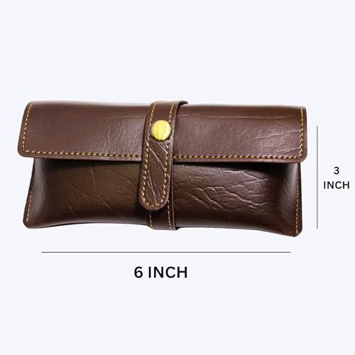 Image of Personalized Leather Goggle Cover | Custom Name | Unisex Faux Leather Eyewear Case with Button Closure | Travel-Friendly & Durable Sunglasses Holder for Men & Women