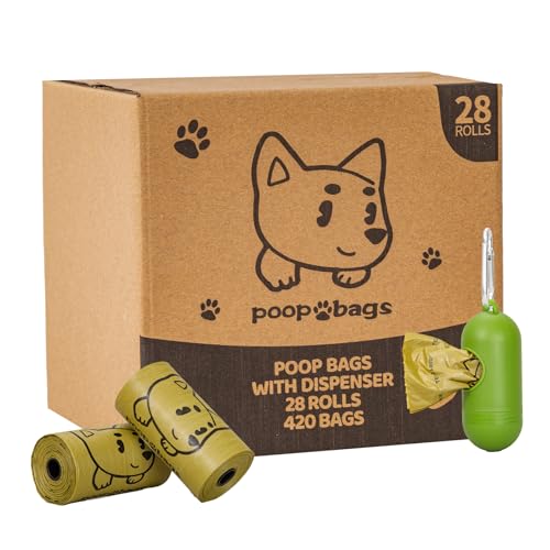 Image of Dog Poop Bags With Dispenser, Strong and Leak-proof Waste Bags for Pets, Floral Scented, 270 Count (18 Packs of 15), 13 Inch x 9 Inch (Khaki)