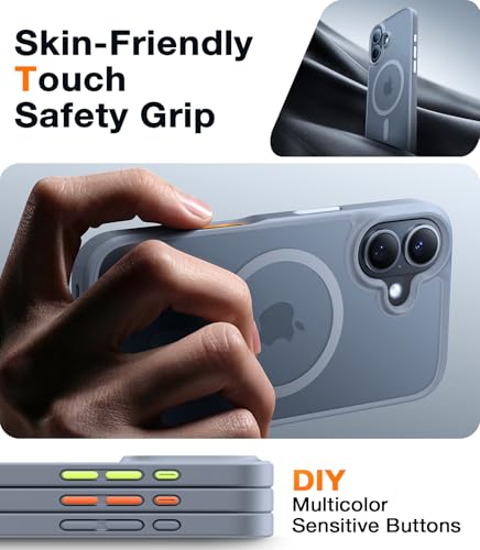 Image of TORRAS Magnetic Shockproof for iPhone 16 Case, Fit for MagSafe, 4X Military Grade Drop Protection Anti-Scratch Protective Hard Back Plastic Slim Phone Case for iPhone 16 6.1 inch,Natural Titanium Grey