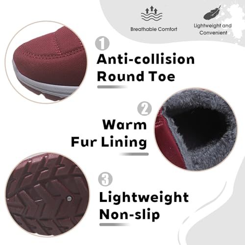 Women's Fur Lined Waterproof Slip On Winter Snow Boots Comfortable Warm Outdoor Lightweight Breathable Non-slip Short Boot for Cold Weather Walking Work Casual Wear Casual3