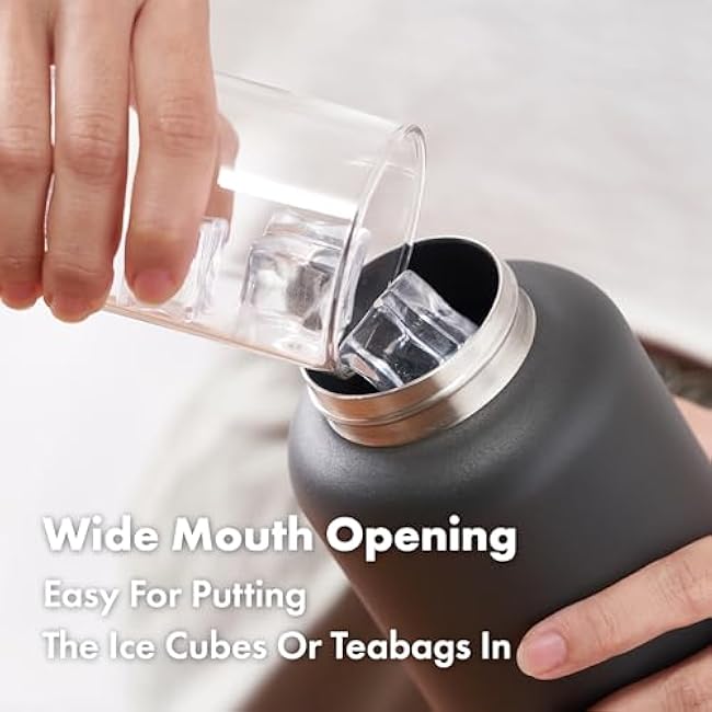 WOKY TICERA 40oz Titanium Ceramic Coated Stainless Steel Tumbler Water Bottle with Hook Handle Lid, Black