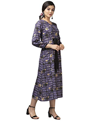 Image of Selvia Women's Crepe Fit and Flare Knee-Length Casual Dress