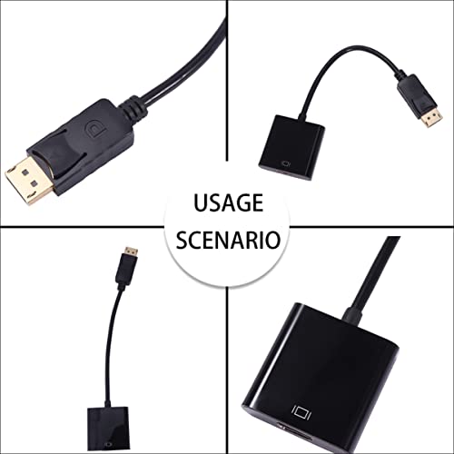 Kombiuda Cable Black Video Converter Display To Adapter High Definition Port #TOP3