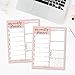 Pink Undated Weekly Family Calendar Planner Pad, Mom Monthly to Do List Desk Paper Notepad, Week Day Weekend Organizer, Personal Goal Habit Tracker, Kids School Work Productivity, 50 Tear Off Pages