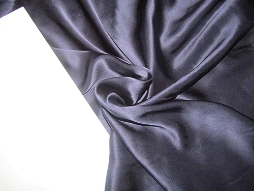 Tissu au mètre satin de soie violet marine 137cm 80g momme 21 pour couture vêtement