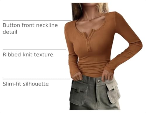 Image of PRETTYGARDEN Women's Fall Long Sleeve Henley T Shirts