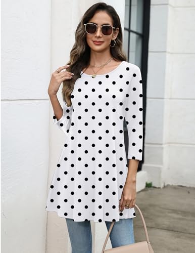 Image of Zeagoo Women Tops 3 /4 Sleeve Dressy Casual Plus Size Tunics Loose Blouses