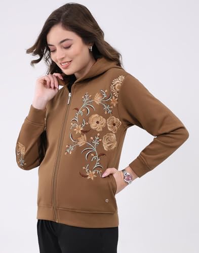 Image of Monte Carlo Women's Regular Fit Embroidery Hooded Neck Full Sleeve Winter Sweatshirt | Elegant Embroidery | Soft Warm Fabric | Stylish Winter Hoodie for Women (Pack of 1)
