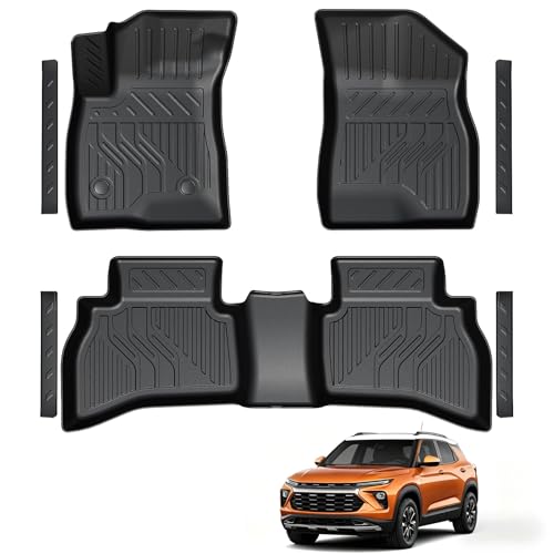 LUMWAY Floor Mats for Chevy Trailblazer AWD ONLY 2026 2025 2024 2023 2022 2021 TPE All Weather Durable 1st and 2nd Row Floor Liners with Door Sill Guards for Chevy Trailblazer Accessories