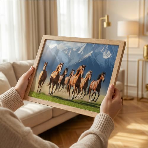 Image of Suneree 7 Horse Vastu Wall Painting (Landscape Collection) (Natural, Design 08, 10x13 Inch)
