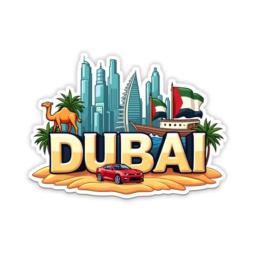 Image of Naxon Dubai Country Theme Souvenir Wooden Refrigerator Stylish Fridge Magnet - Fridge Decoration Magnet for Kitchen & Home Decor | Perfect Souvenir Gift | Size 3x3 Inches | Pack of 1