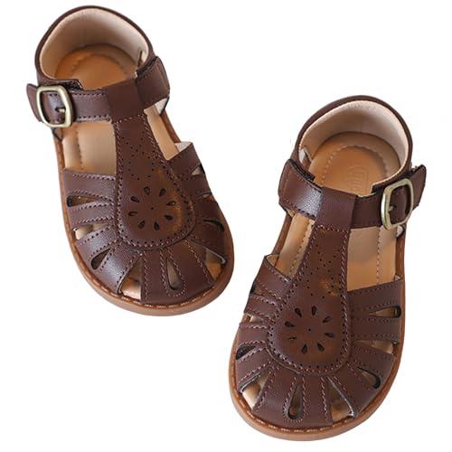 WUIWUIYU Toddler Boys Gilrs Closed-Toe Fisherman Sandals Summer T-Strap Dress Shoes Water Beach Outdoor Shoes