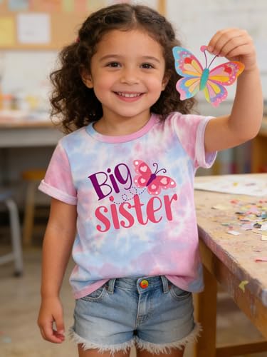 Image of Funnycokid Big Sister Shirts for Girls Pregnancy Announcement Toddler Promoted to T-Shirt 1-7 Years