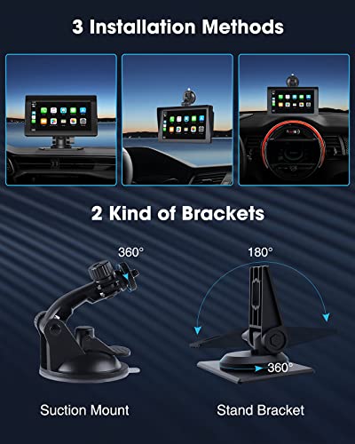 Wireless Apple Carplay & Android Auto For Car Stereo, Portable 7 Inch Apple Car Play Touch Screen Sync Gps Navigation Audio Car Radio Receiver For Car, Bluetooth, Siri, Multimedia Player, Fm #TOP5