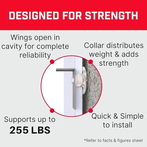 Image of Bullfix Universal Drywall Fixings - Holds up to 255lbs, Heavy Duty Wall Anchors for Drywall for Stud & Hollow Cavity with 13 /16 inch Drill Bit, Heavy Duty Dry Wall Anchors - Starter 12 Pack